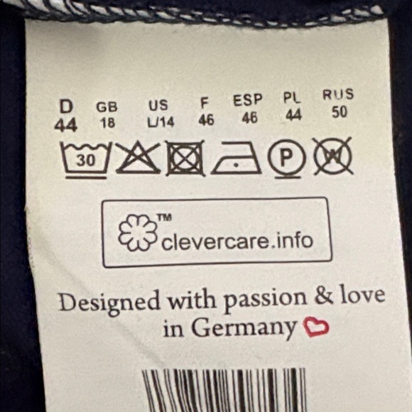 Olsen Short Sleeve Jersey Knit T-Shirt Dress Tiered Hem Blue and White Dot - Picture 12 of 13